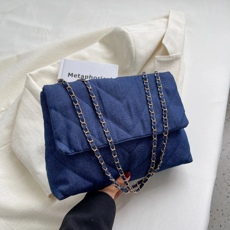 Fashion Summer Jeans Denim Bags Shoulder Crossbody Bag Women Canvas Girl Chain Handbag Luxury Designer Quilted Tote Bags