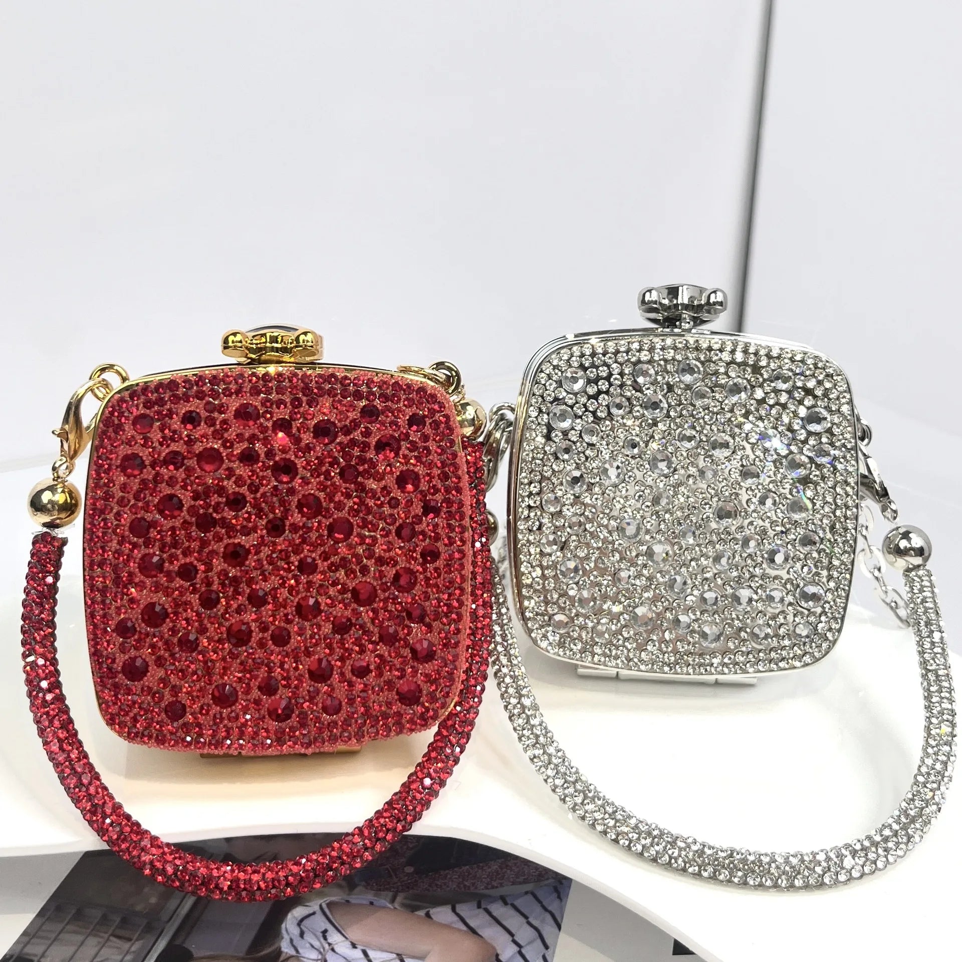 Banquet Bag for Women High-quality Acrylic Shoulder Bag with Mirror Designer Full Diamond Mini Crossbody Bag Cute Lipstick Bag