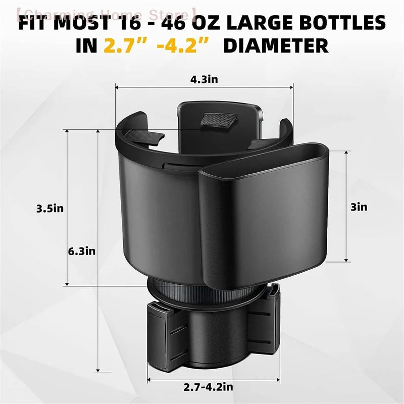 Car Cup Holder Expander Cupholder Adapter Multipurpose Auto Interior Expandable Organizer Storage Accessories With Phone Holder