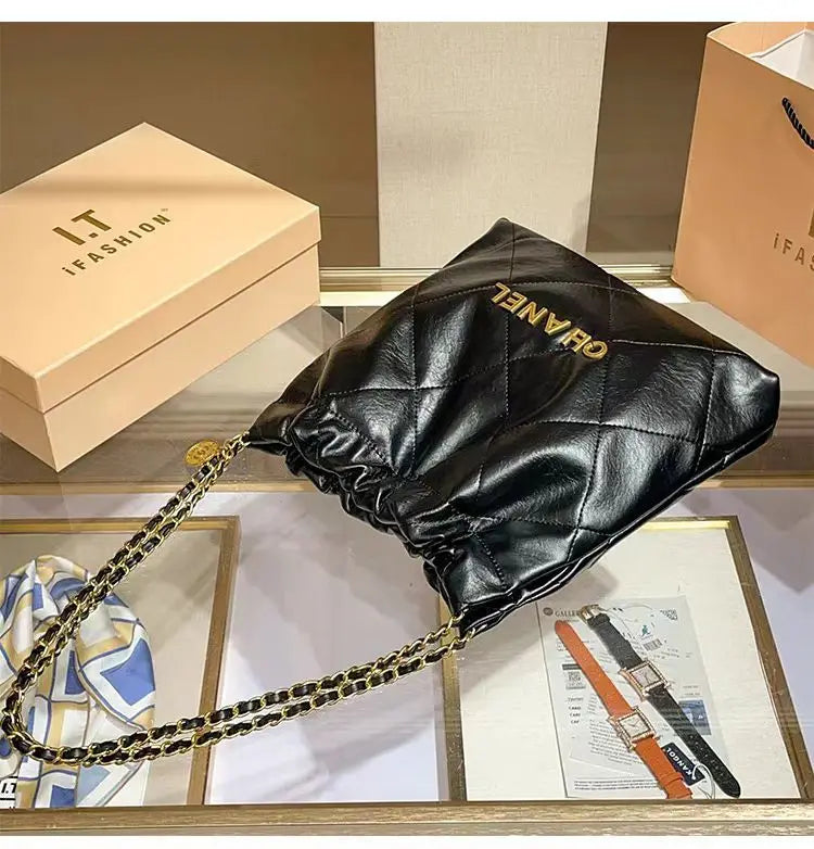 2025 New Garbage Bag Tote Bag Women's Large Capacity Diamond Grid Chain Premium Single Shoulder Underarm Bag