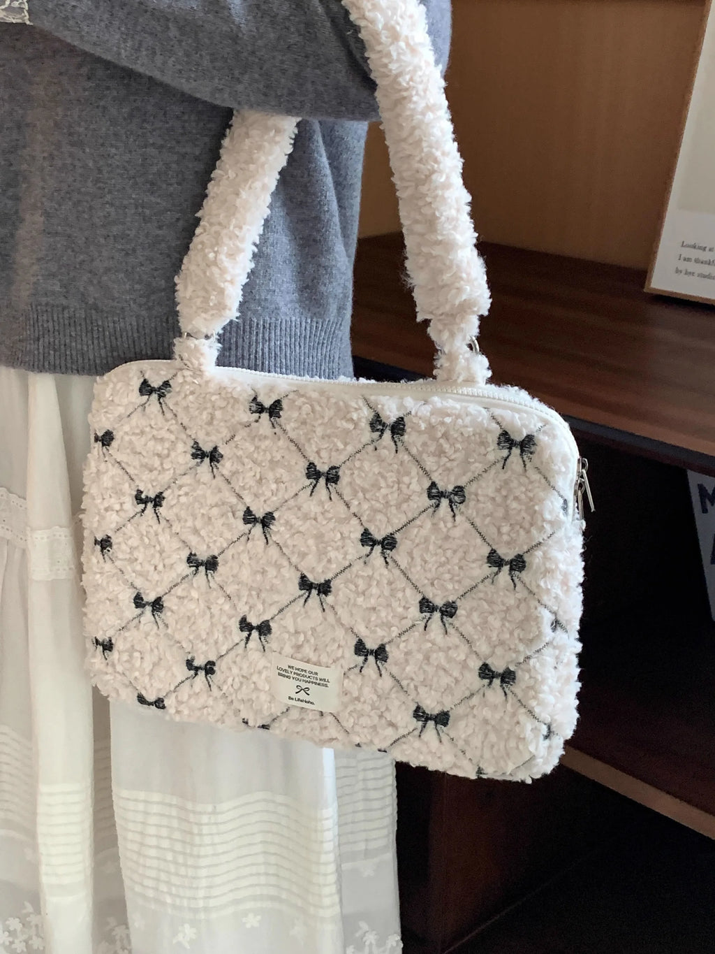 Cute Laptop Bag 13.3 14 15.6 For Macbook Air Pro 13 15 16 HP Huawei Asus Acer Dell Xiaomi Lenovo plush Shoulder Handbag