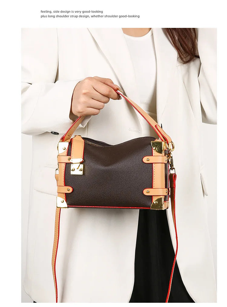 French Luxury Box Bag Mini Square Purse, Multi-Way Shoulder/Crossbody, High-End PU Leather, Compact & Stylish, Elegant Work Bag