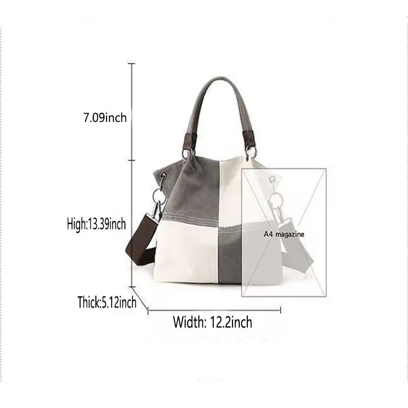 New Canvas Retro Shoulder Bag Simple Fashionable Versatile Women's Commuting Bag Large Capacity Crossbody Bag