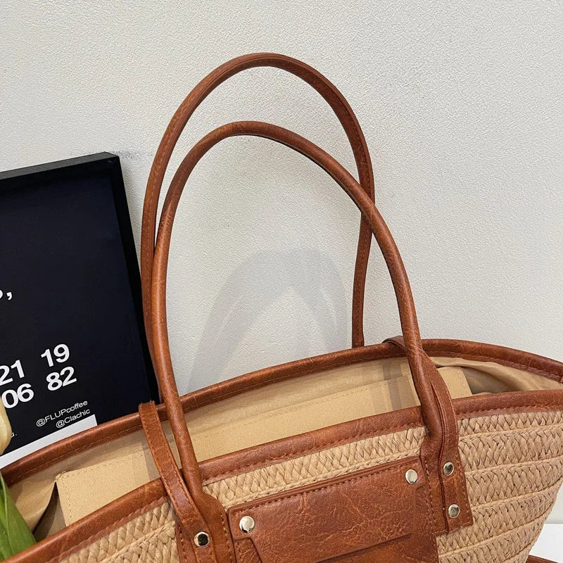 Luxury Designer Straw Beach Bag Large Capacity Beach Shoulder Bag For Women Summer Raffia Handbag Shopper Basket Tote Travel Bag
