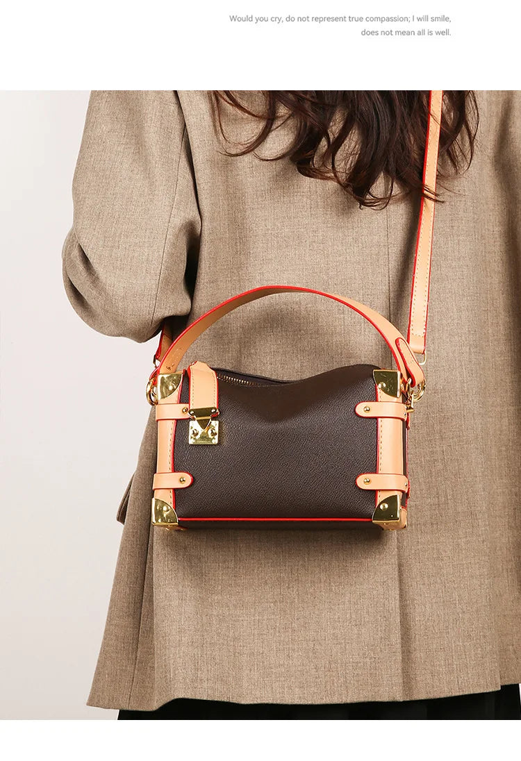 French Luxury Box Bag Mini Square Purse, Multi-Way Shoulder/Crossbody, High-End PU Leather, Compact & Stylish, Elegant Work Bag