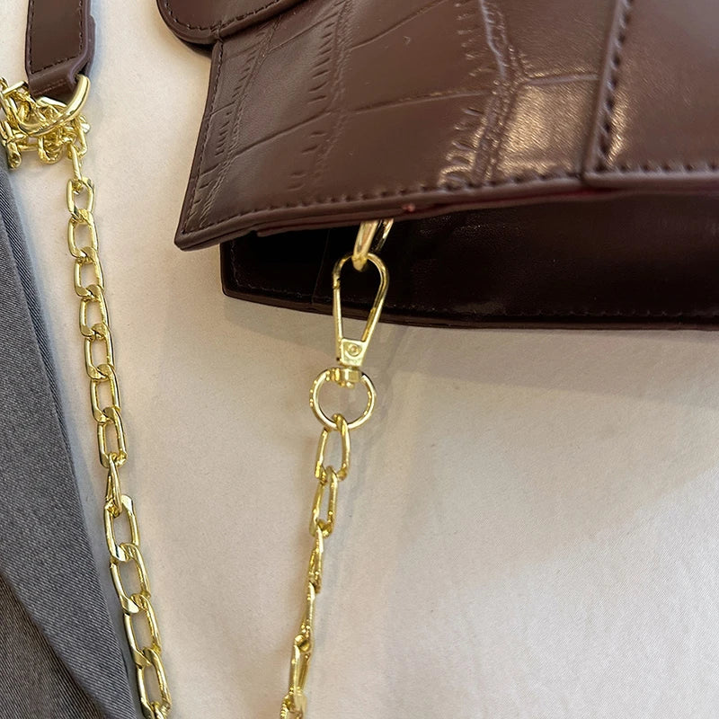 Luxury Clutch Bag Retro Women's Bag Stone Pattern PU Leather Crossbody Bag Female Flap Handbag Shoulder Bag Simple Sac A Main