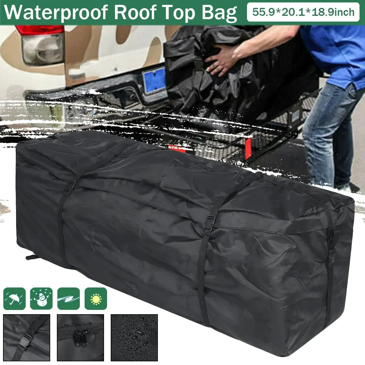 Car Roof Rack Waterproof 142x48x51cm Car Roof Top Bag SUV Roof Cargo Top Box Luggage Carrier Bag for Car Camper Van Storage Bag