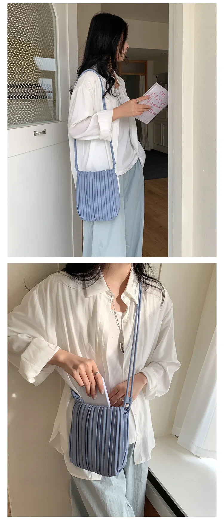 Luxury Women's Shoulder Crossbody Bag Summer New Luxury Soft PU Pleated Mini Bag Versatile Fashion Candy Color Small Square Bag