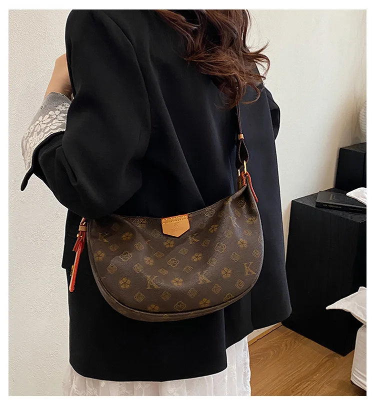 2025 Hobo Bag Monogram, Spacious Shoulder Purse for Women, Large Capacity Crossbody Tote, Fashion  Versatile Sling Bag