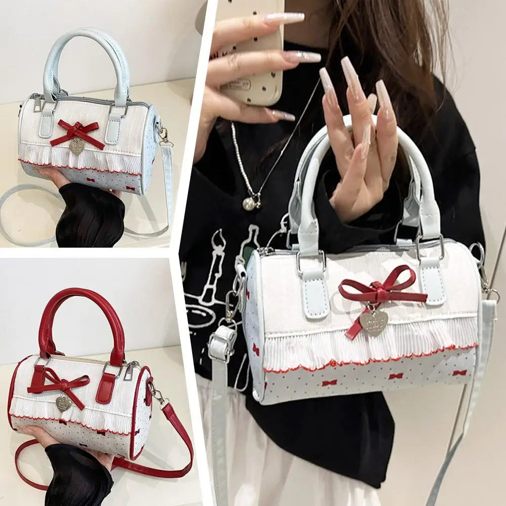 Bow Handbag Large Capacity Waterproof Single Shoulder Bag Adjustable Strap sweet cute Casual shopping Tote Bag