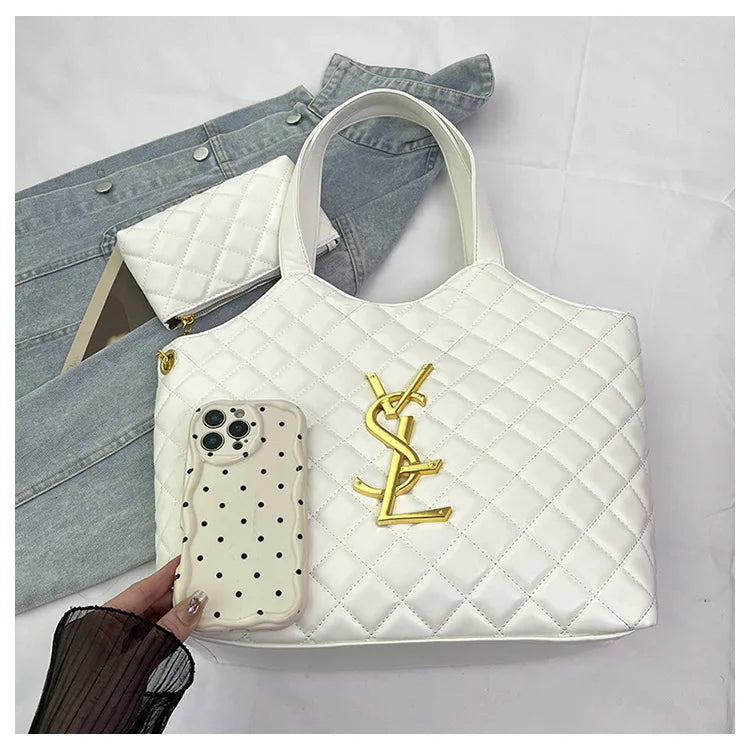 2025 New Women's Tote Bag Diamond Quilted Mother Daughter Purse, Retro Handheld Shoulder Bag, Spacious & Stylish, Casual/Office