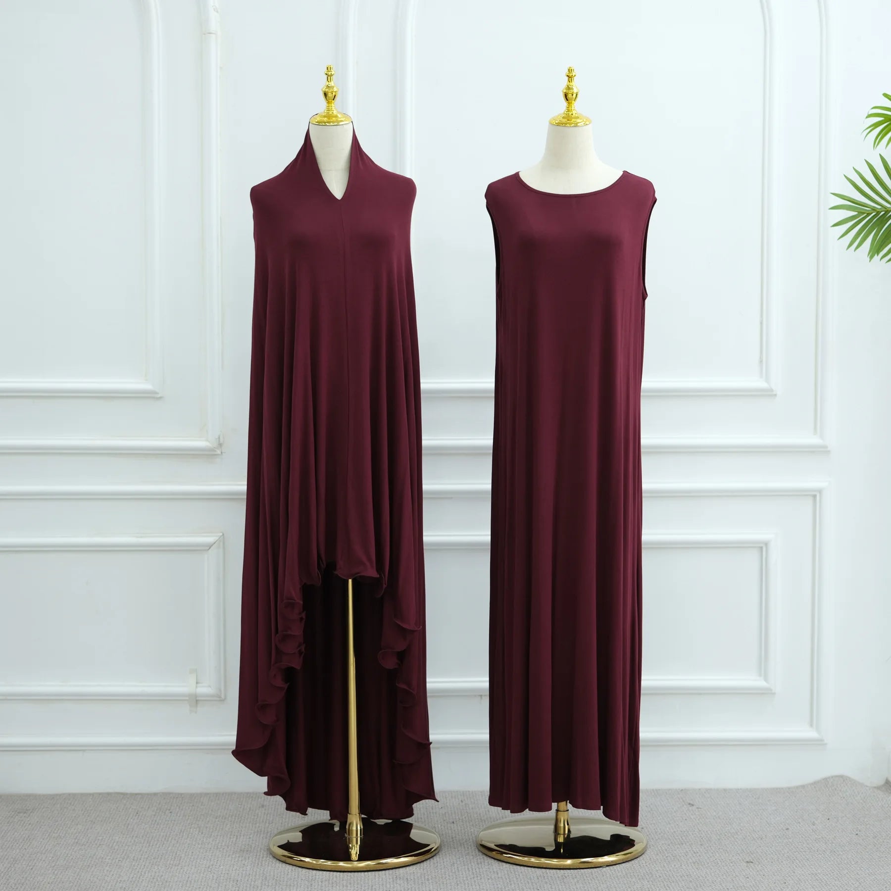 Two Piece Arabic Muslim Women Set Elegant Dubai Hijab Abaya Eid Middle East Prayer Clothes Islamic Khimar Outfit Moroccam Kaftan