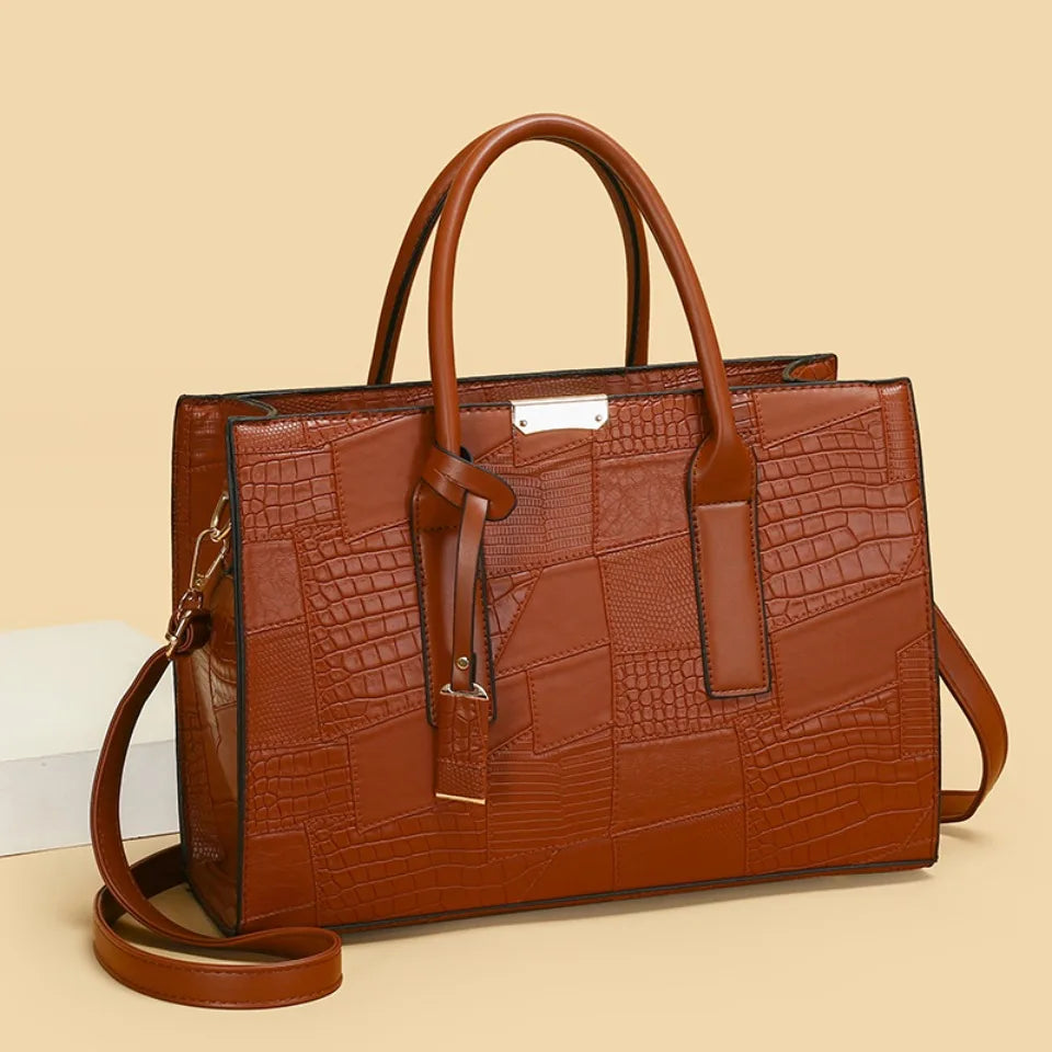 Large Capacity Shopping Bag for Daily Commuting Hand Bags Luxury Shoulder Bags Splicing Pu Leather Handbags Caual Tote New Sac