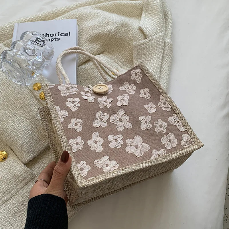 2025 Linen Bags Handbag For Women Shopper Tote Bag Fashion Designer Bag Convenient Large-capacity For Travel Grocery Bag