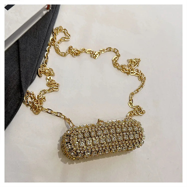 Mini Evening Bags for Women 2025 New Fashion Diamonds Shoulder Bag Ladies Luxury Cute Chain Party Lipstick Crossbody Bag Woman