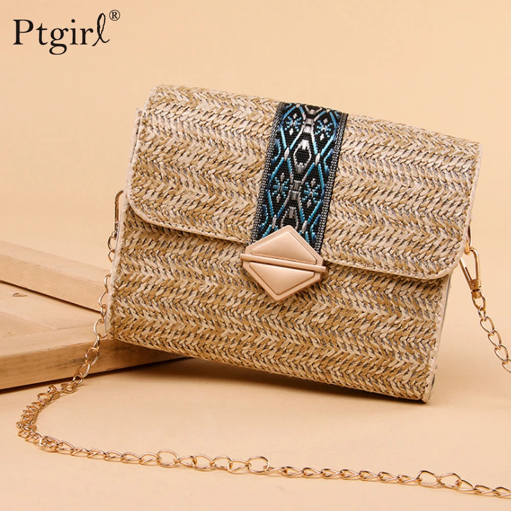 Clutch Crossbody bag Square Straw Bags Women Fashion Rattan Messenger Bag Handbag bolsas sacos соломенная сумка
