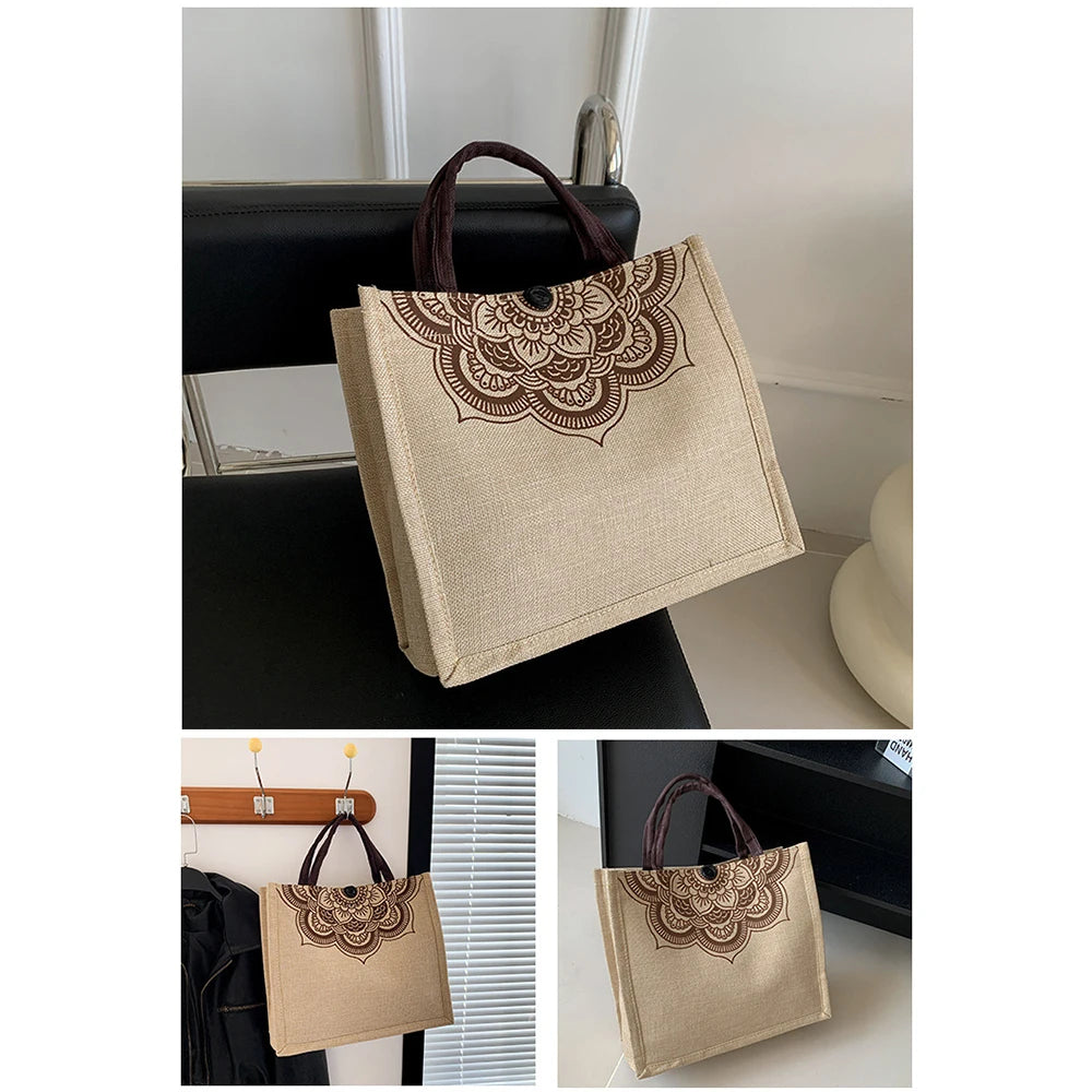 Canvas Handbags For Women Fashion Tote Beach Bags Reusable Shopping Bags Casual Large Capacity Designer Shoulder Pouch Bags