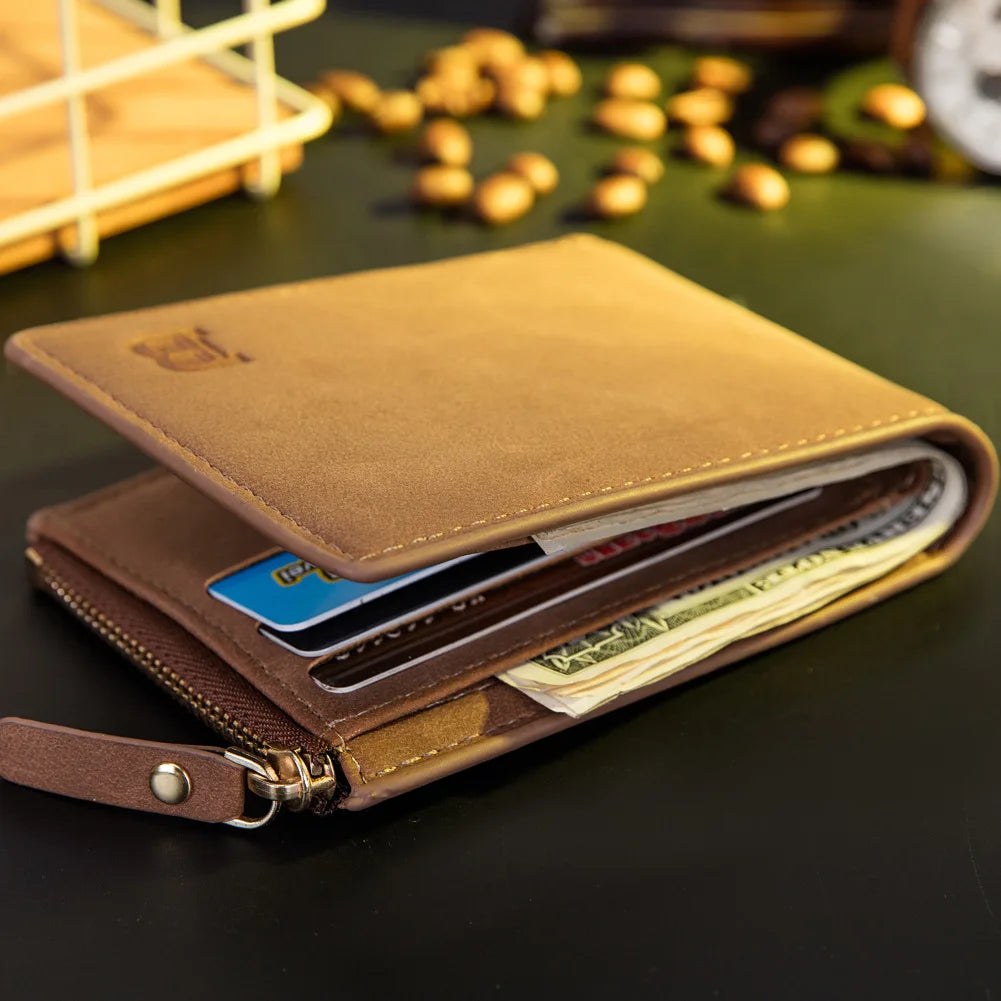 Men Wallets Leather Wallet Money Bag Credit Card Holder Dollar Bill Wallet Clutch Purse for Boy Short Wallets Cartera Hombre New