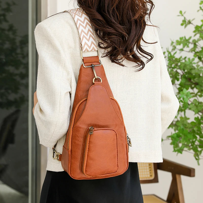 Bags for Women Newly Women Chest Pack Female Sling Bags Crossbody Waterproof Shoulder Chest Bag Casual PU Leather Messenger Pack