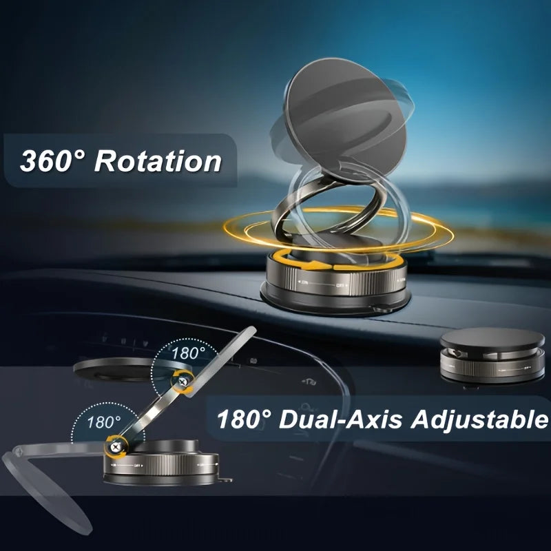 Magnetic Car Phone Mount with Adjustable 360° Rotation - Strong Suction Hands-Free Holder for Safe Driving Daily Commute