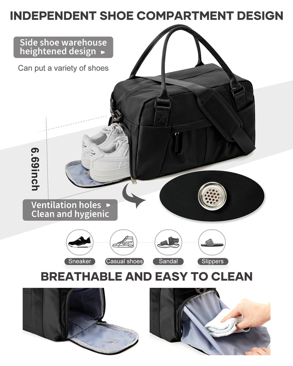 Gym Travel Bags for Women Men, Hand Luggage Travel Handbags 40x20x25 Ryanair Bag, Waterproof Shoulder Bag Exercise Fitness Bag