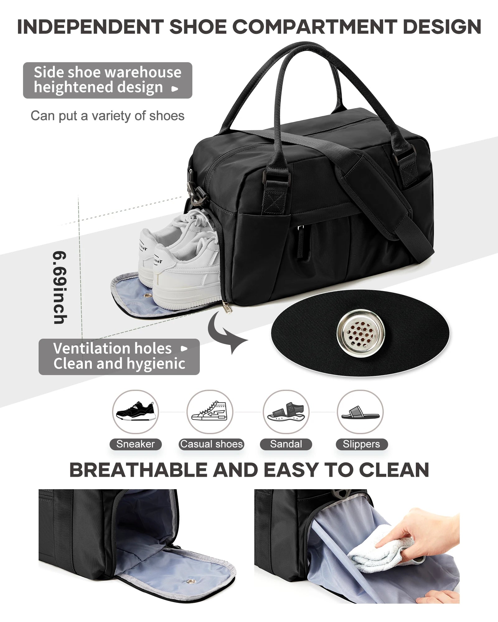 Gym Travel Bags for Women Men, Hand Luggage Travel Handbags 40x20x25 Ryanair Bag, Waterproof Shoulder Bag Exercise Fitness Bag