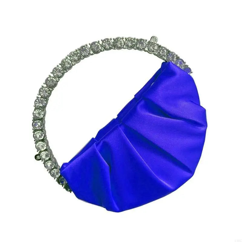 63HC Stylish Women Handbag Evening Party Bridal Clutch Bag with for Rhinestone Circular Handle Girls Prom Wedding Wallet Purs