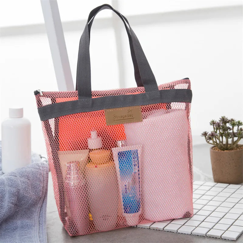 Mesh Makeup Toiletry Storage Bags Handbags Portable Travel Washing Body Shower Tools Organizer Hanging Cosmetic Organizer Pouch
