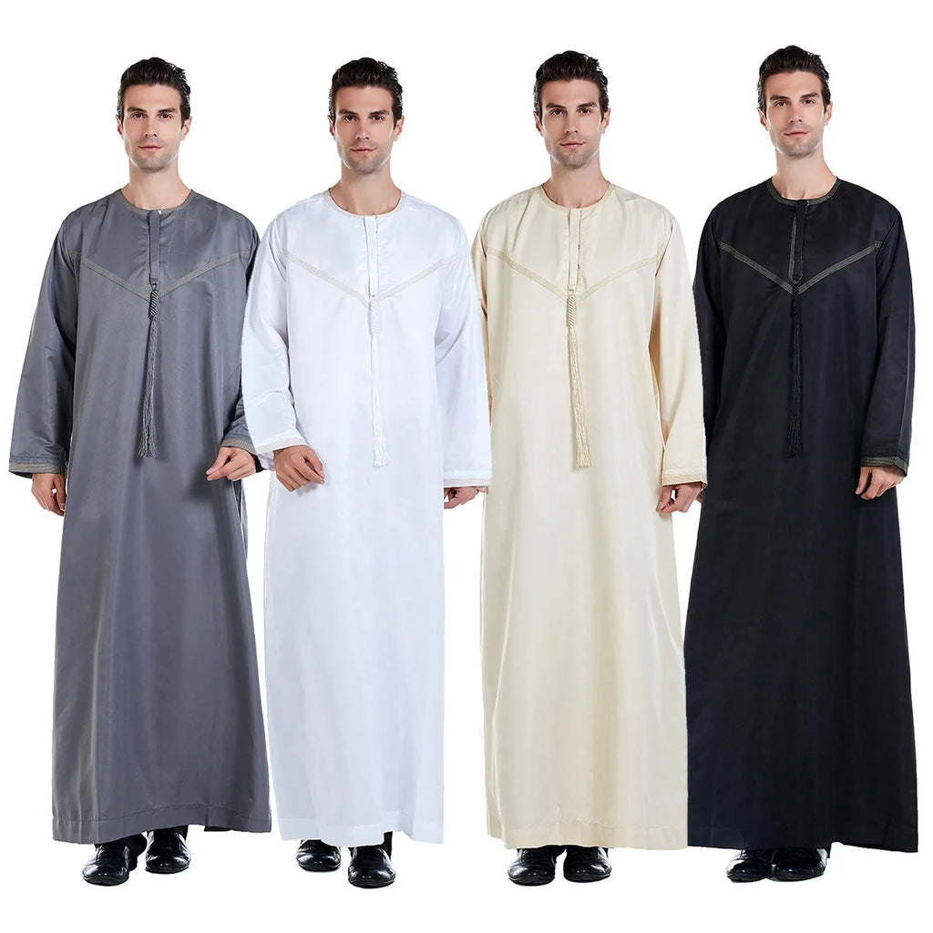 Muslim Men Abaya Robes Arab Middle Eastern Jubba Thobe Islam Clothing Kaftan Dress  Saudi Caftan