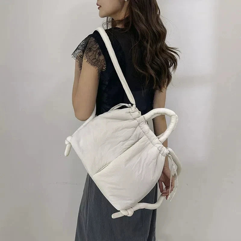 Women Shoulder Crossbody Bags Casual Nylon Padded Tote Bag Designer Soft Puffer Simple Vintage Large Capacity Handbags