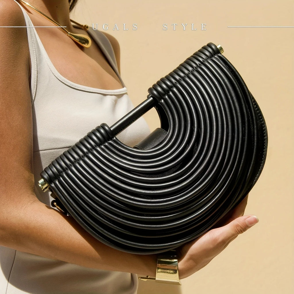 Handbags for Women 2025 New Gold Luxury Designer Brand Handwoven Noodle Bags Half Round Pulled Hobo Silver Evening Clutch Chic