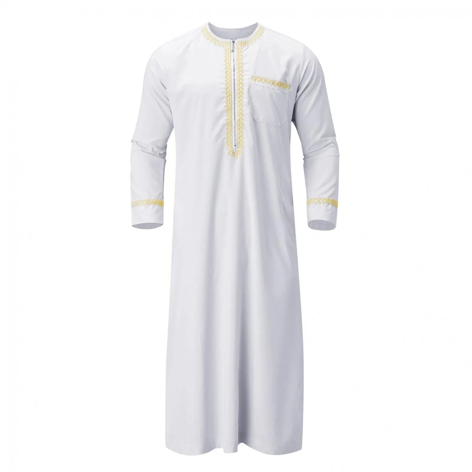 Traditional Muslim Clothing Men's Muslim Shirt robe embroidery Islamic Royalty Dubai Robe O-Neck Long Sleeve Retro Loose Abaya