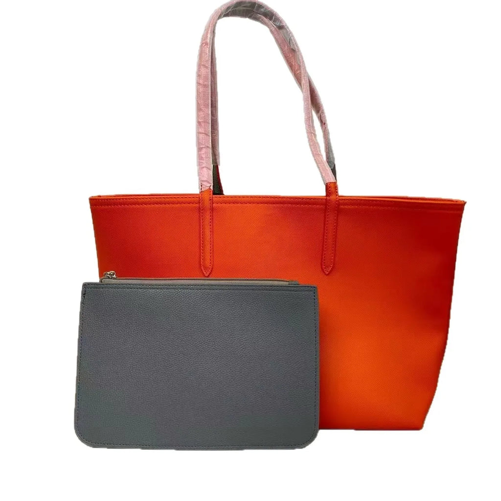 Large Capacity Fashionable Simplistic French Crocodile Ladies Shoulder Bag Double Sided Color Block Handbag Tote Bag