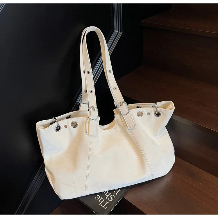 Personality Tote Bag for Women Solid Suede Pillow Underarm Bags Large Capacity Female Commute Shoulder Bags Matte Travel Pack