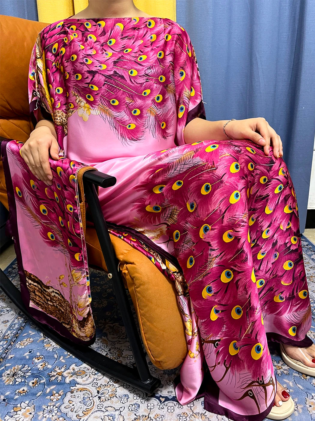 Muslim Silk Abayas For Women 2023 Fashion Print Islam Turkey Loose Elegant Femme Robe African Summer Ice Clothes With Headscarf