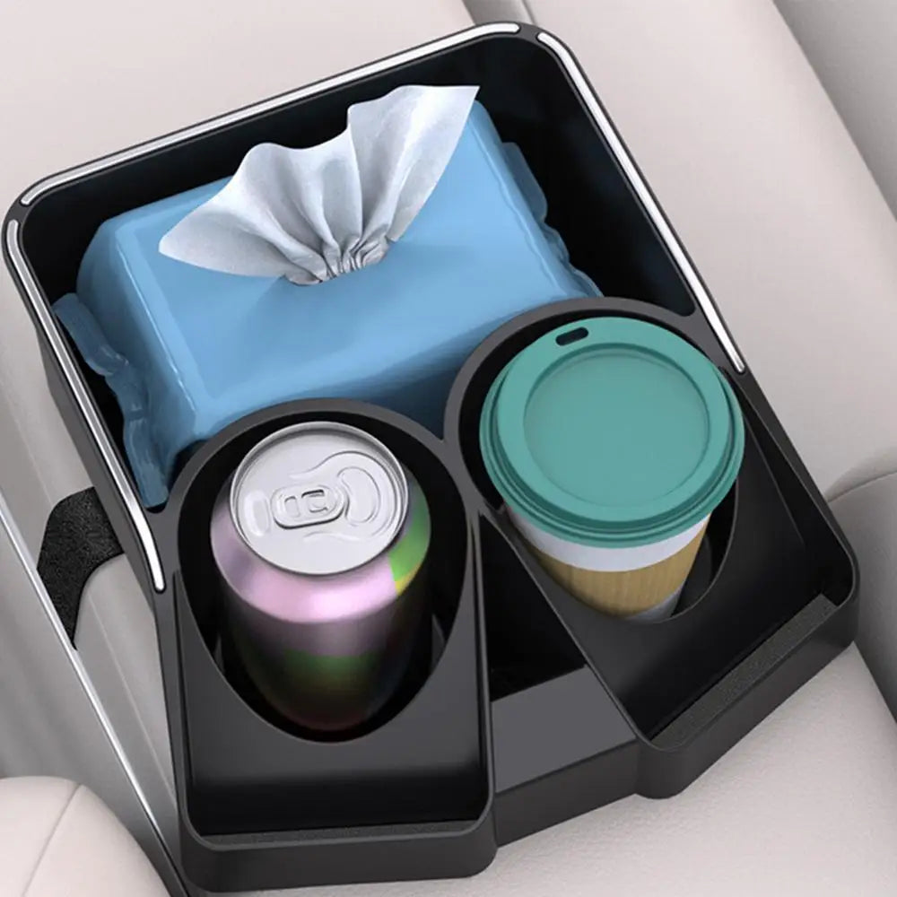 Car Console Storage Organizer Car Seat Organizer With Double Cup Holders Car Seat Storage Wear-Resistant Console Storage