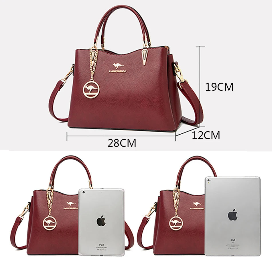 Luxury Soft Leather Handbag Women's Bag 2022 Trend Designer 3 Layers Shoulder Crossbody Sac Ladies Large Capacity Messenger Tote