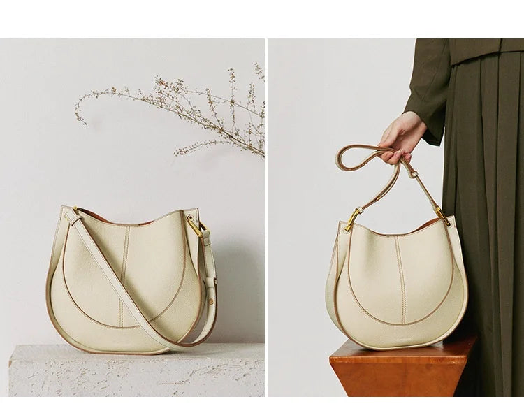 Head Layer Cowhide Crossbody Bags Niche Light Luxury Women's Bags Shoulder Saddle Bags Leather Bags Women's Soft Hundred