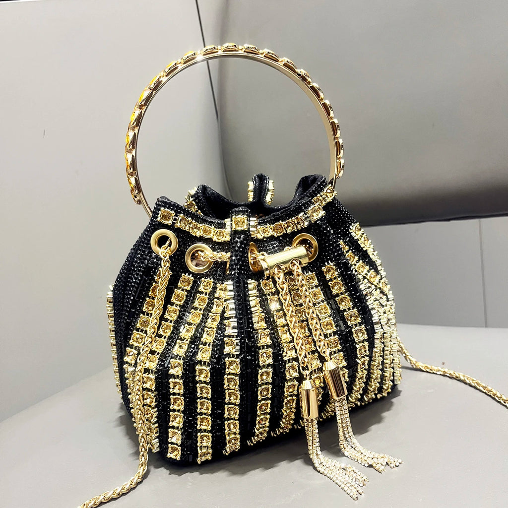 luxury Designer purses and handbags bags for women bucket clutch purse evening banquet bag Crystal rhinestone shoulder bag