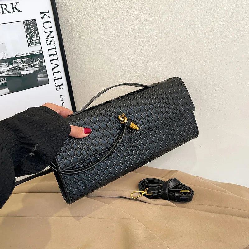 Woven Crossbody Bag for Women Woven Handbag Soft PU Leather Shoulder Bag Evening Clutch Chic Famous Brand Luxury Flap Bag ﻿2025