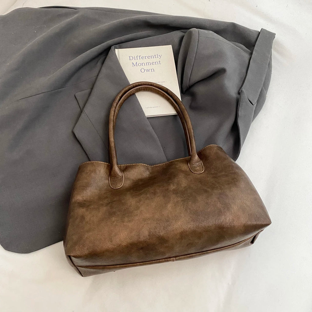 Women's Tote Bag, Large Capacity Soft Leather Shoulder Bag, Retro Casual Handbag, Perfect for Commuting Handbags Travel Bag