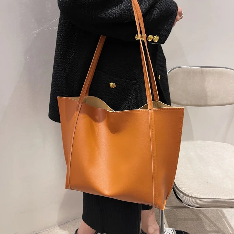 Large Capacity Shoulder Bag Trendy Pu Leather Tote Bags Solid Color Ladies Handbag Women's Fashion Underarm bags
