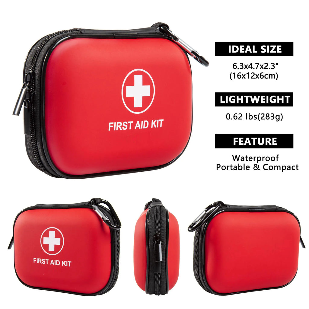 Mini First Aid Kit - 120 Piece Small Waterproof Hard Shell Medical Kit for Car, Home, Office, Travel, Camping, Sports, Outdoor