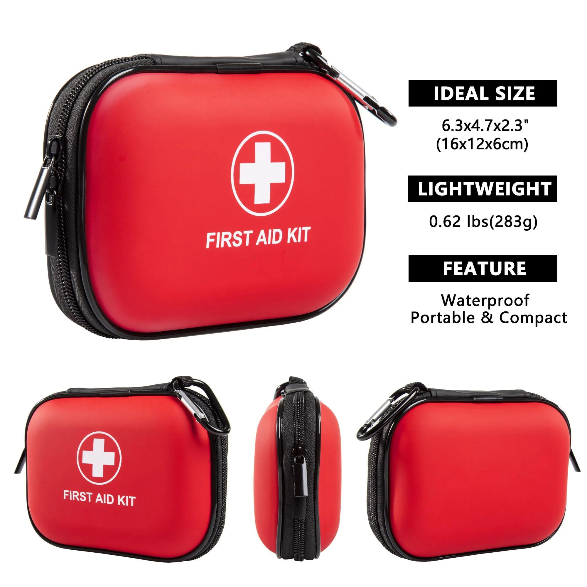 Mini First Aid Kit - 120 Piece Small Waterproof Hard Shell Medical Kit for Car, Home, Office, Travel, Camping, Sports, Outdoor