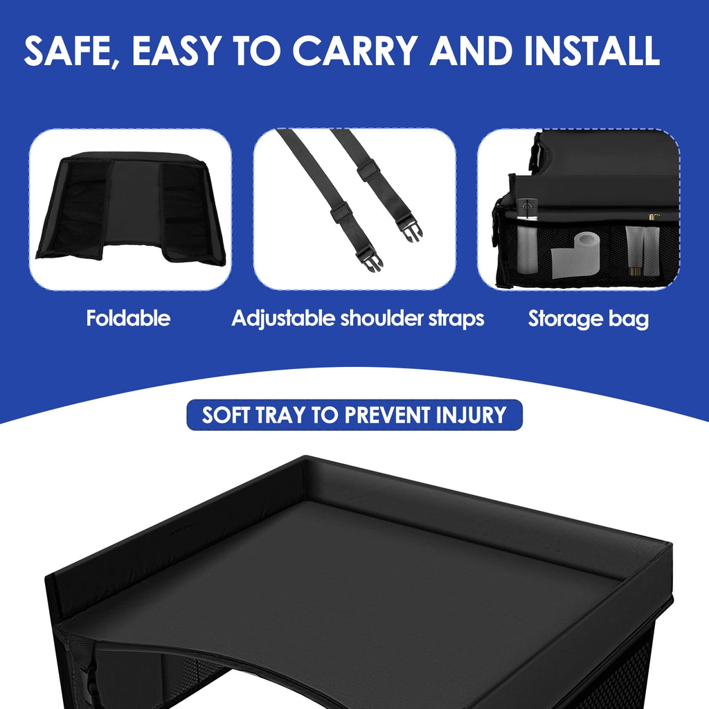 Car Seat Kid Travel Tray Foldable Safety Seat Play Table Organizer Storage Snacks Toys Toddler Car Seat Tray For Kids Activities