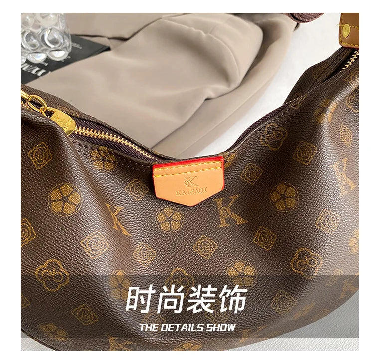2025 Hobo Bag Monogram, Spacious Shoulder Purse for Women, Large Capacity Crossbody Tote, Fashion  Versatile Sling Bag