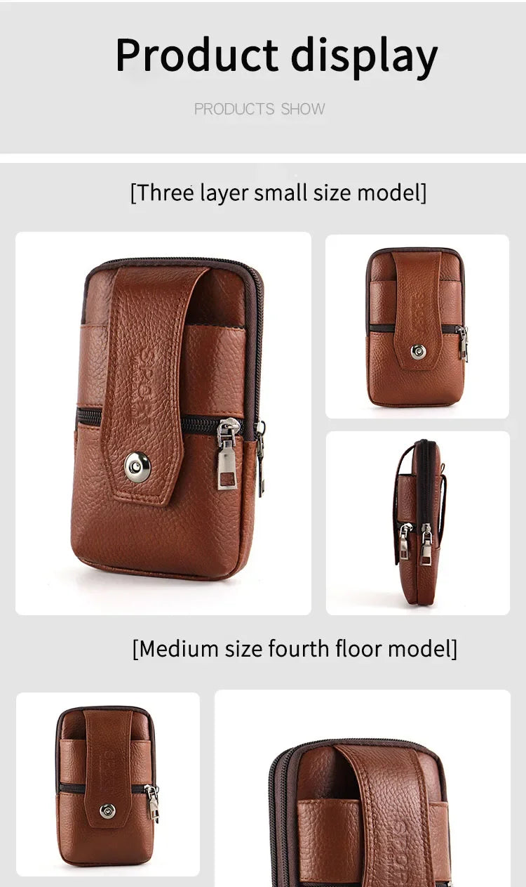 New Men's Large Capacity Mobile Phone Belt Bag Multi functional Waterproof Belt Waist Bag