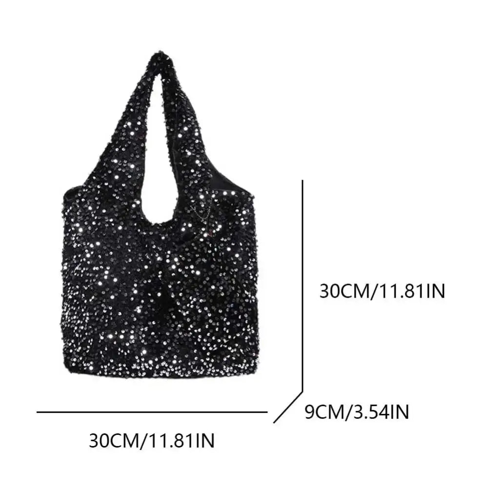 Fashion Evening Bag Sequin Tote Bag Purse Fashion Silver Shoulder Bag Shiny Large Hobo Bag Girls