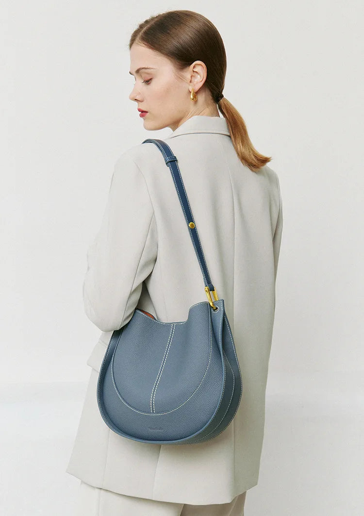 Head Layer Cowhide Crossbody Bags Niche Light Luxury Women's Bags Shoulder Saddle Bags Leather Bags Women's Soft Hundred