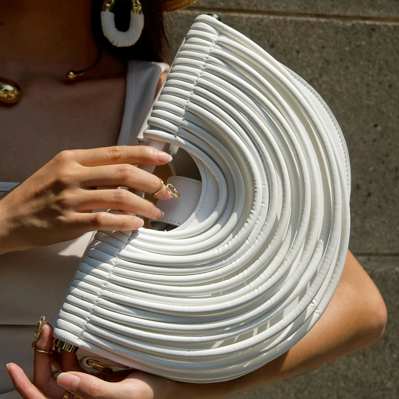 Handbags for Women 2025 New Gold Luxury Designer Brand Handwoven Noodle Bags Half Round Pulled Hobo Silver Evening Clutch Chic